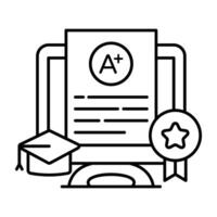 Perfect Linear design icon of online grade sheet vector