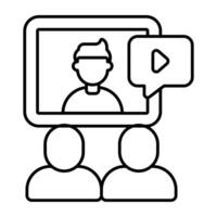 A Linear design icon of online class vector
