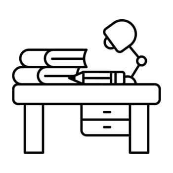 An Linear icon design of study table vector