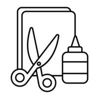 A trendy Linear design icon of scissors with glue vector
