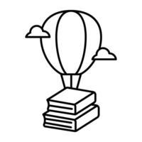 A Linear design icon of parachute books vector