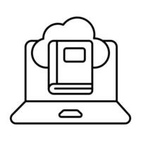 Premium Linear design icon of cloud library vector