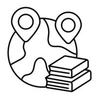 A Linear design icon of global education vector