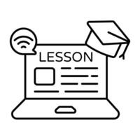 A beautiful Linear design icon of online lesson vector