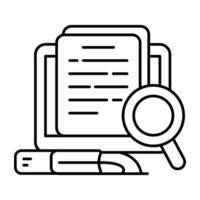 A Linear design icon of search paper vector