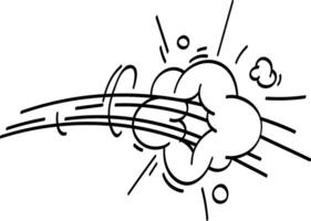 Fast winds blowing and stirring up a swirling cloud of dust, with debris flying around, illustrated in a dynamic cartoon style featuring bold black and white contrasts vector