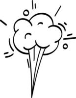 Hand drawn comic explosion puff cloud with speed lines and circles is popping up, creating a dynamic visual effect suitable for cartoons, comics, and graphic design projects vector