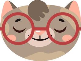 Smiling and winking cat wearing red glasses, adding charm and whimsy to children's book illustrations, greeting cards, and various creative projects vector