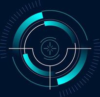 Futuristic glowing blue target focusing and scanning data on dark background, suitable for technology, cybersecurity, virtual reality and internet of things concepts vector