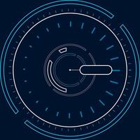 Circular futuristic loading bar showing progress with a rotating indicator on a dark background, ideal for technology and innovation concepts vector