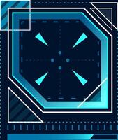 Futuristic heads up display - HUD - features glowing blue elements, geometric shapes, and intricate details, conveying a sense of advanced technology and user interface design vector