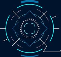 Futuristic head up display - HUD - featuring a targeting system with concentric circles, brackets, and geometric shapes, creating a technological and futuristic atmosphere vector