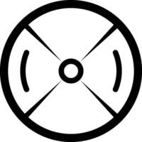 Radioactive symbol with cross dividing the circle into four parts representing nuclear danger and contamination, simple black and white illustration vector
