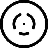 Simple radar icon featuring curved lines converging at a central point, enclosed within a circle. Representing detection and tracking, emphasizing precision and technology in monitoring vector