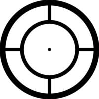 Minimalist crosshair reticle design featuring a central point within a double circle frame, emphasizing focus and precision, ideal for targeting or aiming applications vector