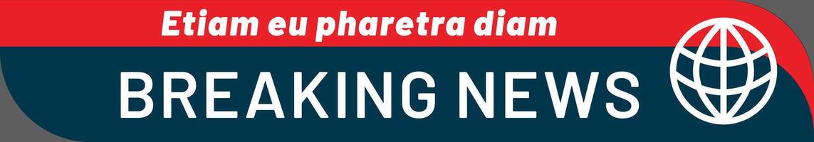 Breaking news banner featuring a globe icon, reporting on significant global events and delivering timely updates and vital information on current affairs around the world vector
