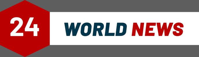 World news logo features number 24 symbolizing continuous broadcasting, providing up to date information and global coverage around the clock vector