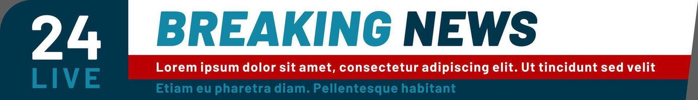 Live breaking news banner featuring generic text, perfect for television or website interfaces, simulating a dynamic live broadcast environment for urgent updates and reports vector