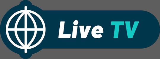 Live TV button featuring globe icon suggesting worldwide availability of streaming service, ideal for websites and applications related to online television vector