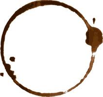 Brown coffee cup stain ring mark on a white background, perfect for representing a coffee break, breakfast, or the aftermath of a productive work session vector