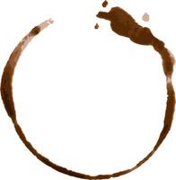 Brown coffee cup ring stain with splash marks resting on a white background, creating a simple yet evocative representation of a beverage savored during moments of relaxation vector