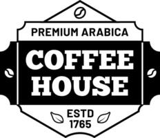 Vintage premium arabica coffee house logo, established in 1765, featuring coffee beans and leaves, conveying tradition, quality, and a passion for coffee vector