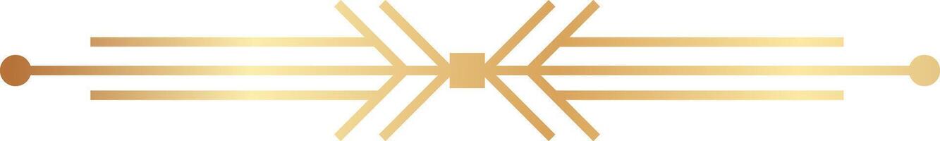 Three golden lines converging and diverging from a central square shape, representing the dynamic flow and processing of data in a modern, abstract design vector