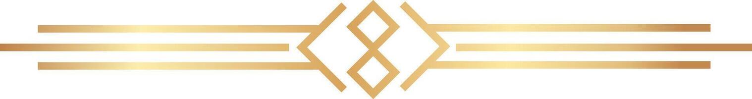 Golden geometric ornament forming an elegant decorative frame with three horizontal lines and a central rhombus shape, perfect for luxury and premium projects vector