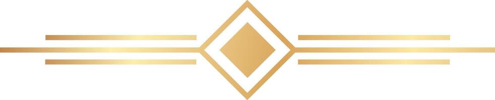 Golden art deco ornament featuring a rhombus with double outline and three horizontal lines on each side, creating a luxurious and elegant design vector