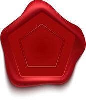 Red wax seal with a pentagon shape represents a guarantee of quality, ensuring document authenticity, security, and contractual agreement validation vector