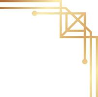 Elegant golden art deco corner ornament creates a luxurious and vintage frame, evoking the glamour and geometric style of the 1920s, perfect for adding a touch of sophistication to designs vector