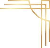 Elegant golden art deco corner ornament forming a frame, perfect for certificates, invitations, menus, or page decorations, featuring geometric lines and curves in a luxurious gold color vector