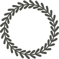 Hand drawn circular laurel wreath creating a simple yet elegant decorative frame, ideal for adding a touch of nature and sophistication to various design projects vector