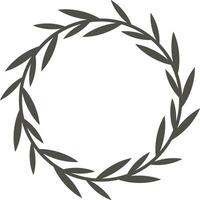 Circular laurel wreath forming a minimalist frame, ideal for elegant and natural designs, adding a touch of sophistication and symbolism to various projects vector