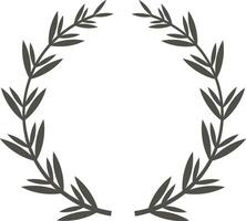 Circular laurel wreath featuring dark gray leaves, creating a minimalist frame perfect for enhancing elegant and natural designs with a touch of sophistication and symbolism vector