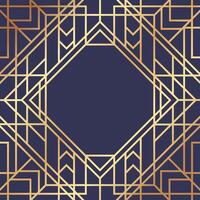 Seamless geometric pattern forming an octagonal frame with gold lines on a dark blue background, creating a luxurious and elegant art deco design vector