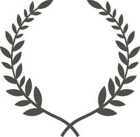 Circular laurel wreath featuring crossed stems, creating an elegant and minimalist frame, perfect for enhancing awards, logos, or certifications with a touch of distinction vector