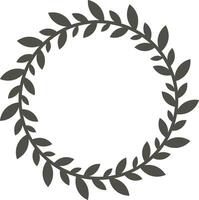 Circular laurel wreath featuring small dark leaves, creating a minimalistic frame perfect for elegant and simple designs. Ideal for various decorative applications and celebrations vector