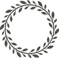 Elegant circular frame featuring a stylized laurel branch, perfect for enhancing minimalist and natural designs with a touch of sophistication and timeless beauty vector