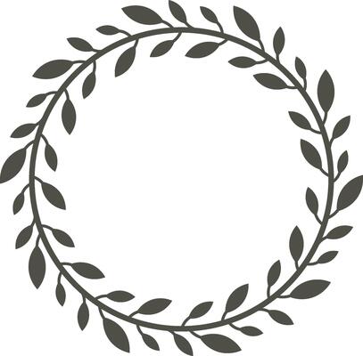 Elegant circular frame featuring a stylized laurel branch, perfect for enhancing minimalist and natural designs with a touch of sophistication and timeless beauty