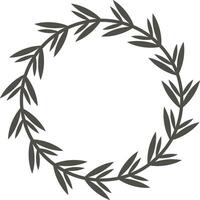 Hand drawn circular laurel wreath creates a minimalist and elegant frame, perfect for adding a touch of sophistication to invitations, logos, or other design projects vector