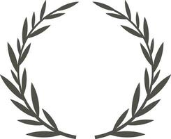 Symmetrical circular laurel wreath creating a minimalist and elegant frame, ideal for awards, logos, or decorative elements, symbolizing victory, achievement, and peace vector