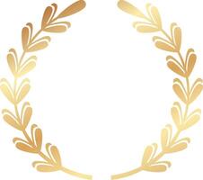 Circular golden laurel wreath featuring intricately detailed leaves, exuding sophistication and elegance against a pristine white background, perfect for celebrating achievement and honor vector