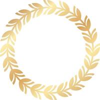 Circular golden laurel wreath representing success, victory, and achievement, serving as an ideal symbol for awards, logos, and emblems in various celebratory contexts vector