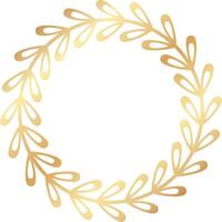 Golden laurel wreath forming a flawless circle against a pristine white background, enhancing elegant and minimalist designs with a touch of luxury and sophistication vector