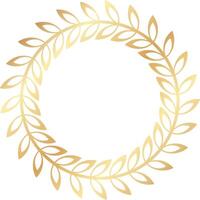 Circular golden laurel wreath, a symbol of victory and achievement, creating an elegant and minimalist design on a white background, suitable for awards, logos, and various decorative purposes vector