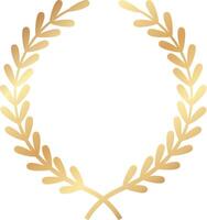 Circular golden laurel wreath, symbolizing victory and achievement, exuding sophistication and elegance while serving as a timeless design element for various celebrations and awards vector