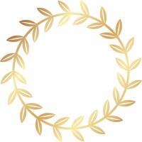 Circular golden laurel wreath with small leaves creating a minimalist and elegant design, ideal for awards, certificates, or decorative purposes vector