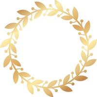 Circular golden laurel wreath with berries and leaves, creating a sophisticated and elegant design, ideal for awards, celebrations, or decorative purposes vector