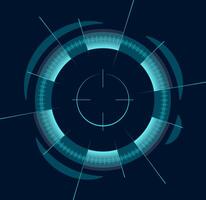Futuristic glowing blue target focusing and scanning, composed by concentric circles and a crosshair, ideal for technology, cybersecurity and digital innovation vector